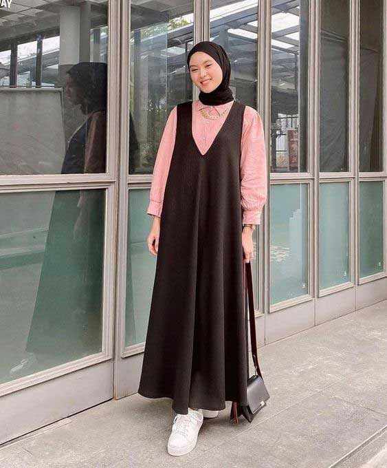 style fashion hijab remaja overall dress